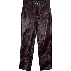 Express Shiny Burgundy Straight Leg Pants